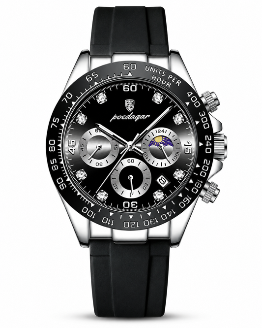 PD Signature Moonphase Rubber Strap Watch