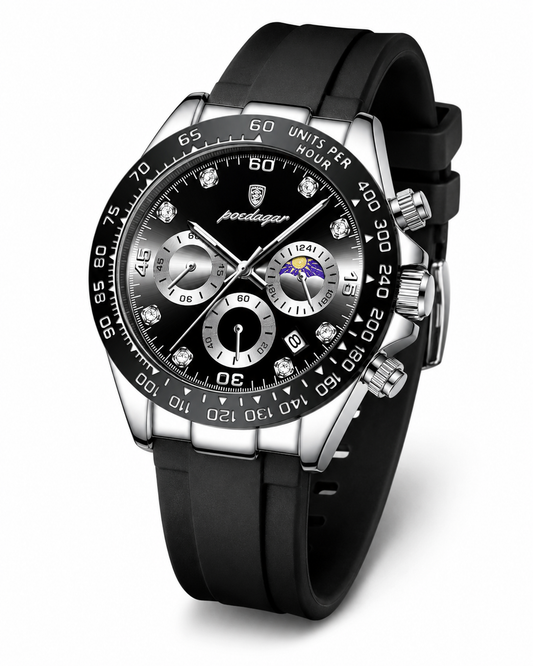 PD Signature Moonphase Rubber Strap Watch