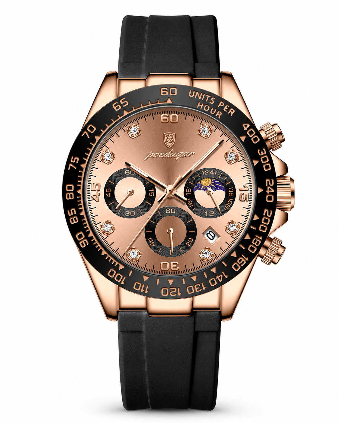 PD Signature Moonphase Rubber Strap Watch