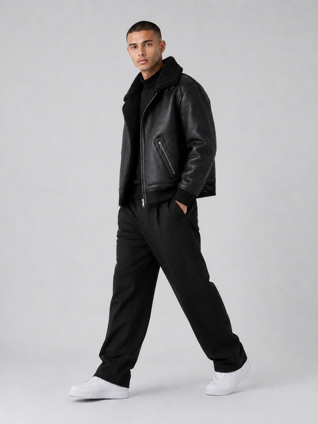 Men’s Thickened Faux Leather Jacket