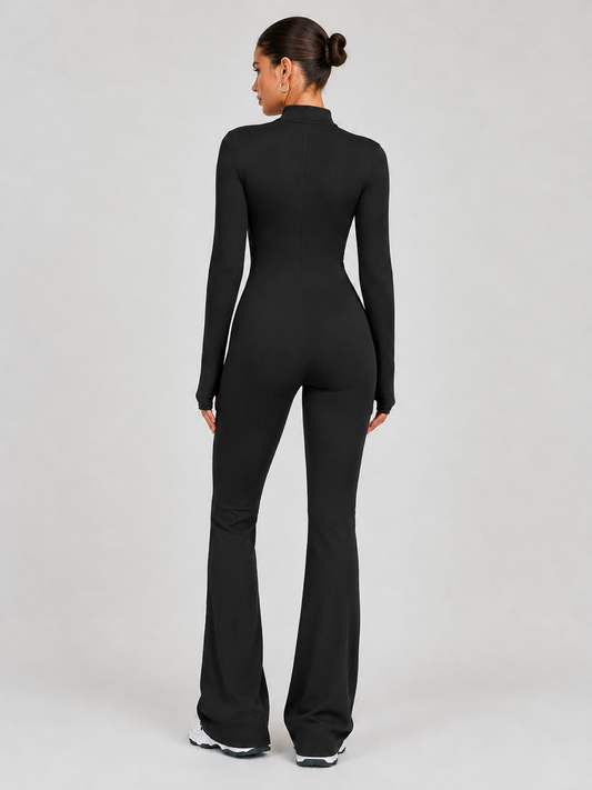 Women’s Long-Sleeve Flare Active Jumpsuit