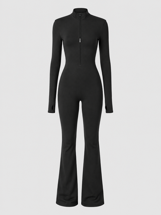 Women’s Long-Sleeve Flare Active Jumpsuit