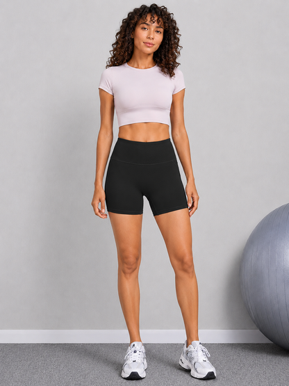 Women’s High-Waist Moisture-Wicking Fitness Shorts