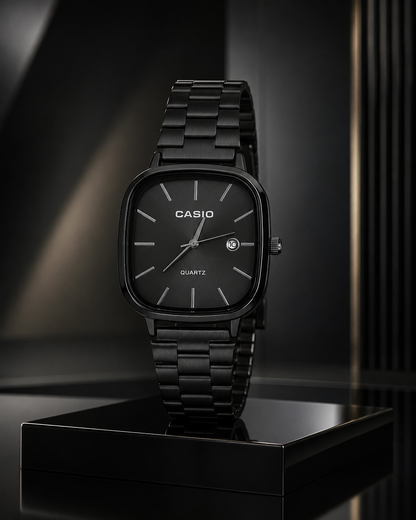 CS Square Quartz Steel Watch Black