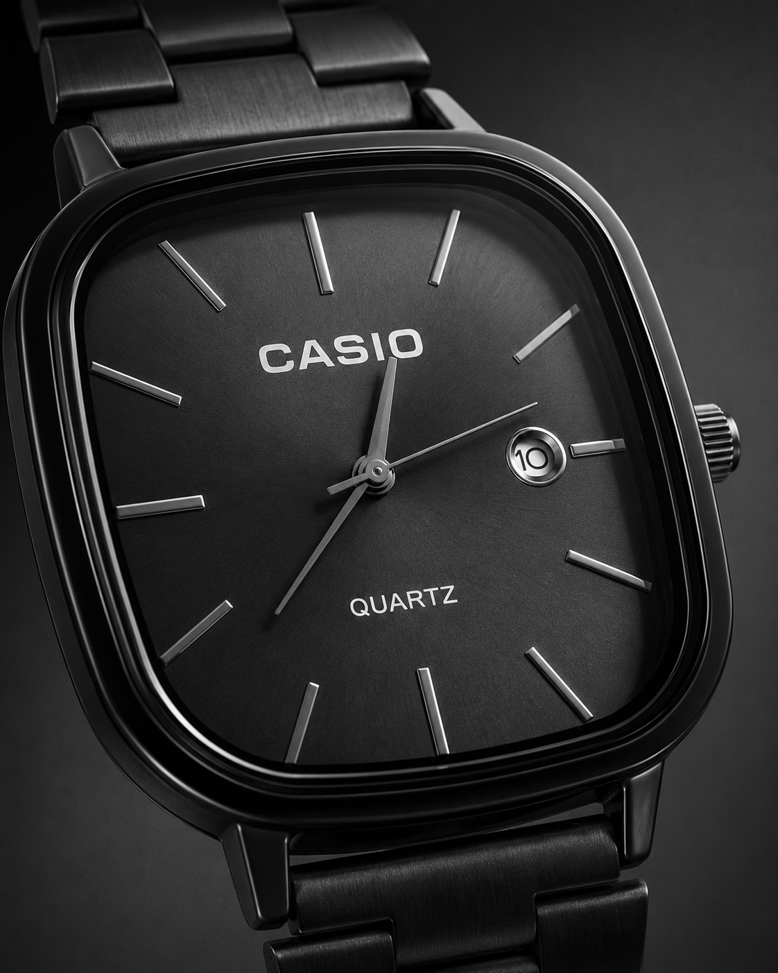 CS Square Quartz Steel Watch Black