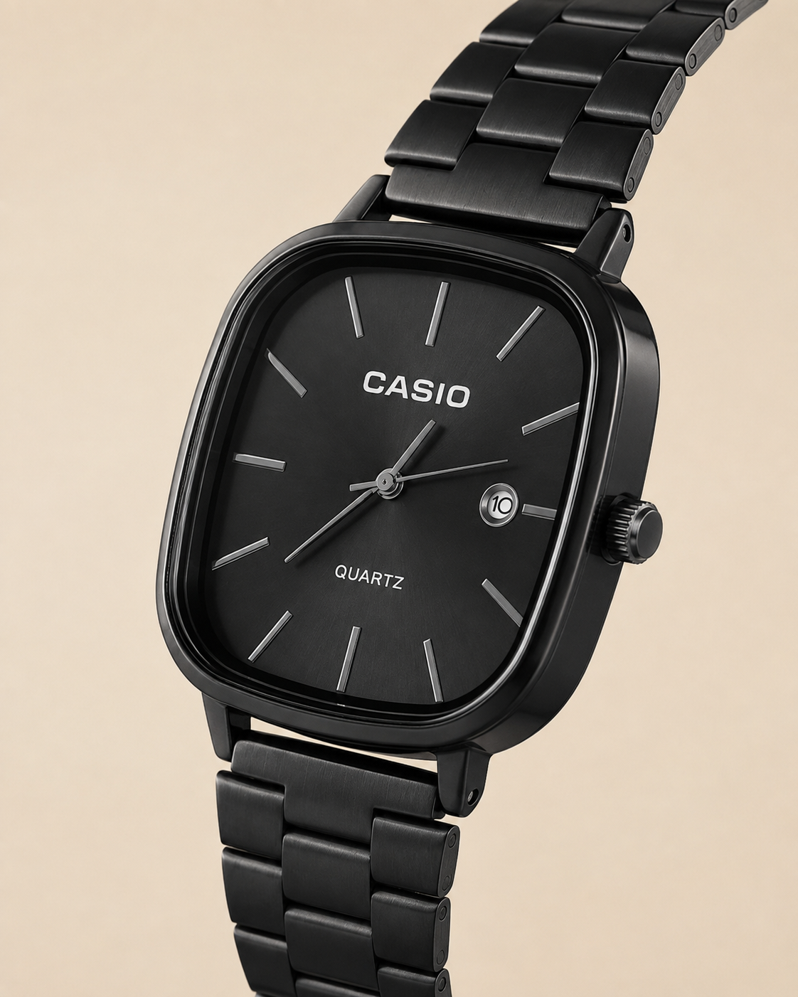 CS Square Quartz Steel Watch Black