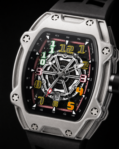 Skeleton Sport Tonneau Watch Silver