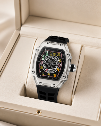 Skeleton Sport Tonneau Watch Silver