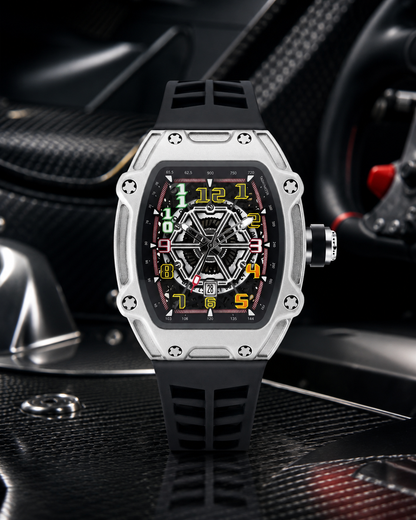 Skeleton Sport Tonneau Watch Silver