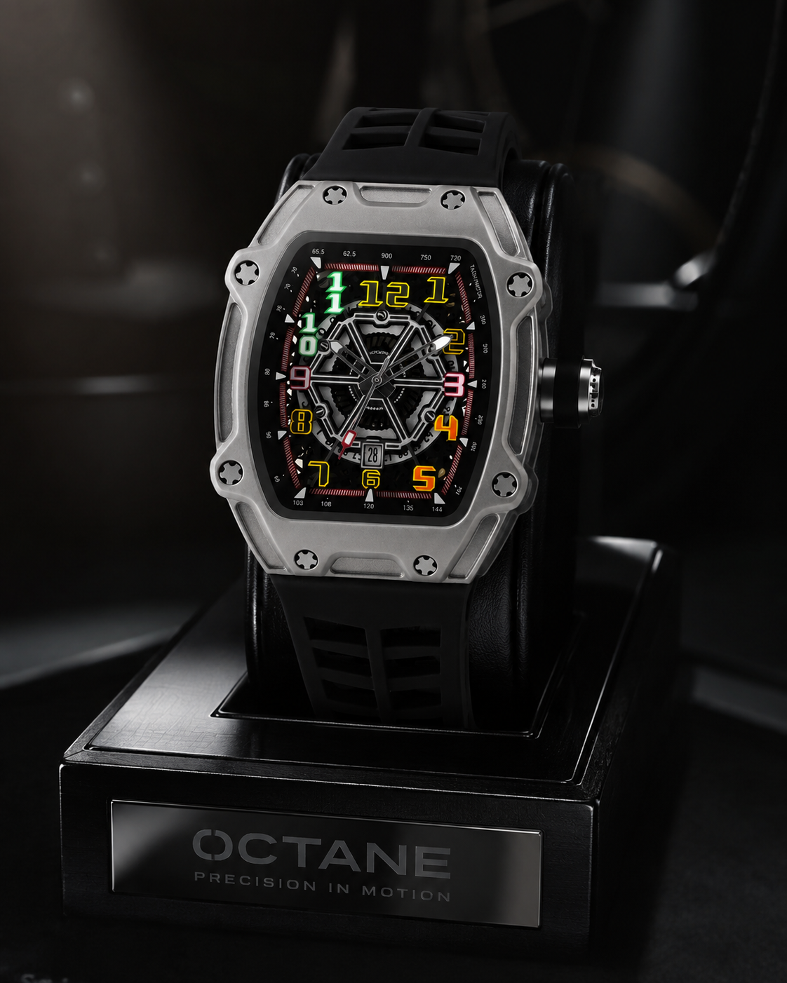 Skeleton Sport Tonneau Watch Silver