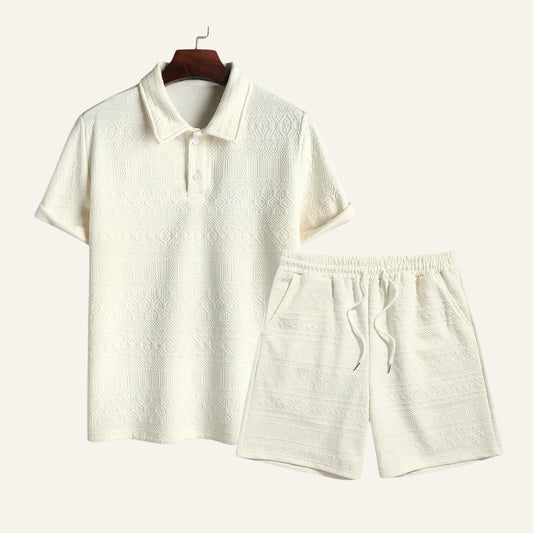 Textured Shirt Shorts Set Old Money Fit