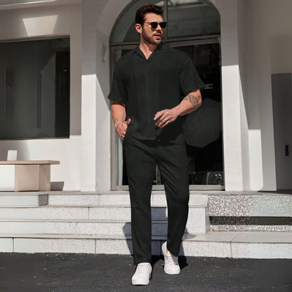 Textured Shirt Trousers Set Riviera Ease