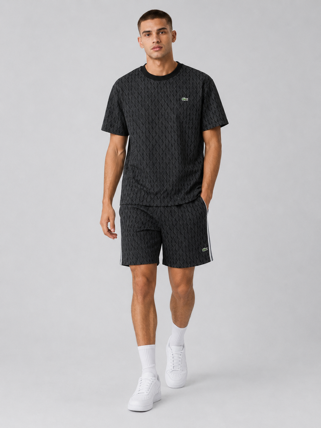 Black Cotton T-Shirt & Shorts Set