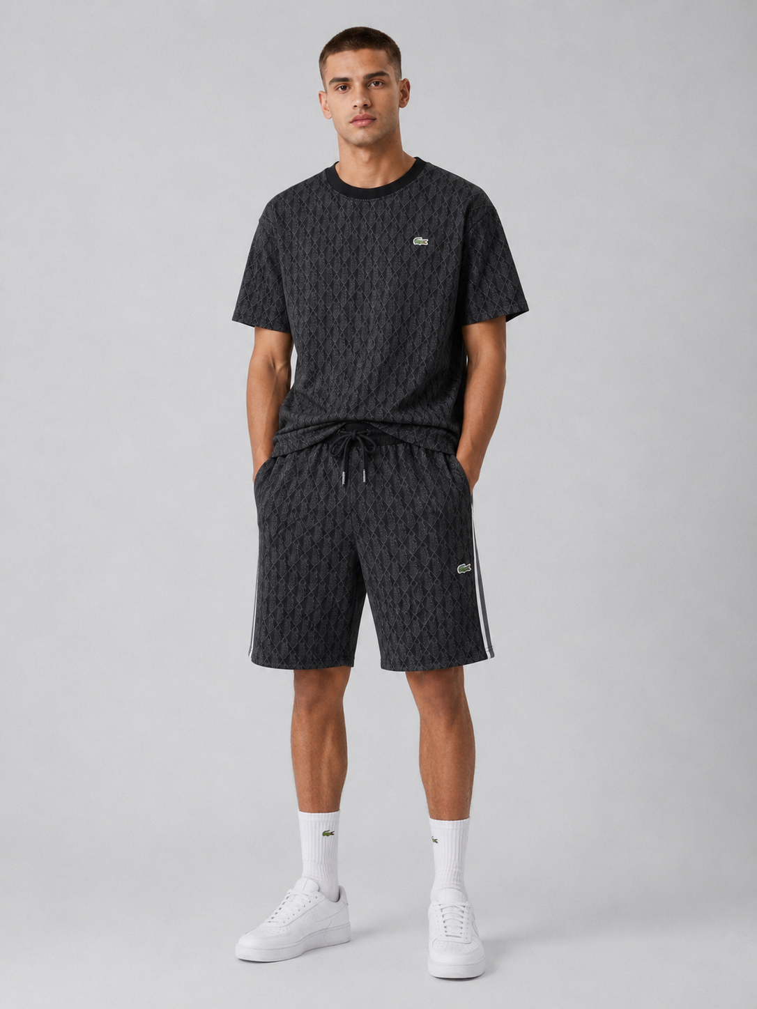 Black Cotton T-Shirt & Shorts Set