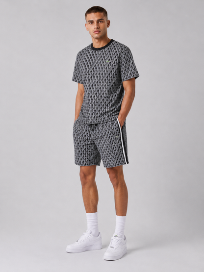 Black And White Cotton T-Shirt & Shorts Set