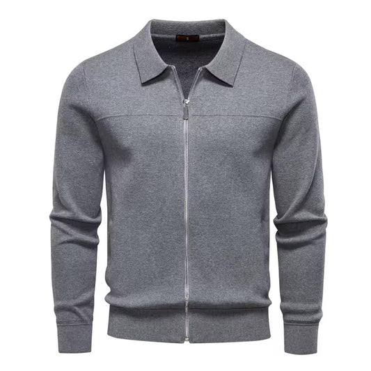 Vento Men's Zip-Up Cardigan – Smart Casual Knit Sweater