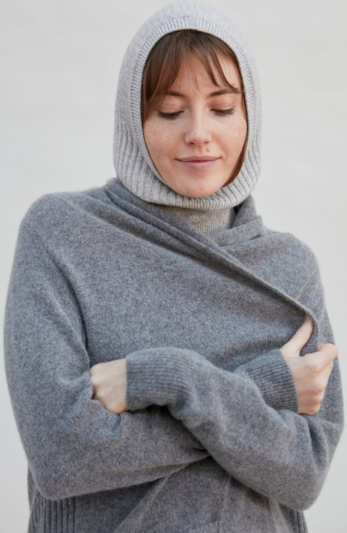 Merino Cashmere Ribbed Open Face Balaclava