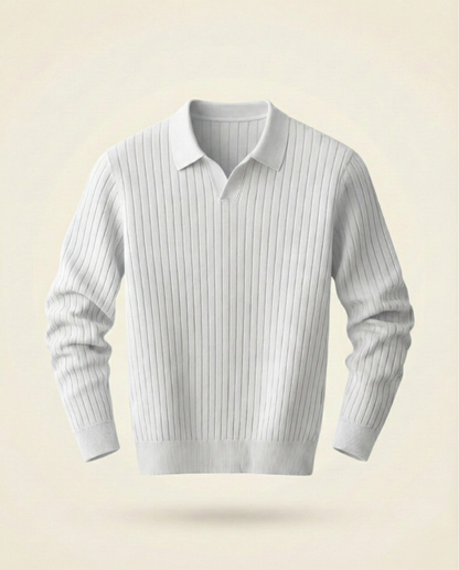 The Belmont Ribbed Polo Sweater