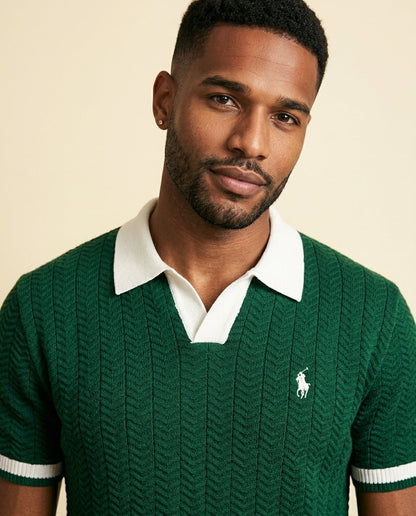 RL Prestige Cable Knit Polo & Shorts Set