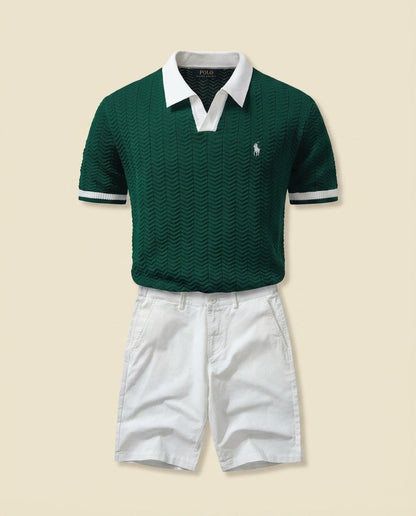 RL Prestige Cable Knit Polo & Shorts Set
