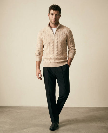 Cable Knit Quarter-Zip & Chino Set