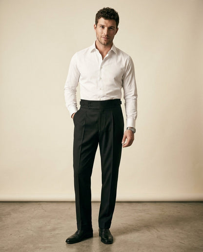 Double Pleat High-Waist Trouser Black