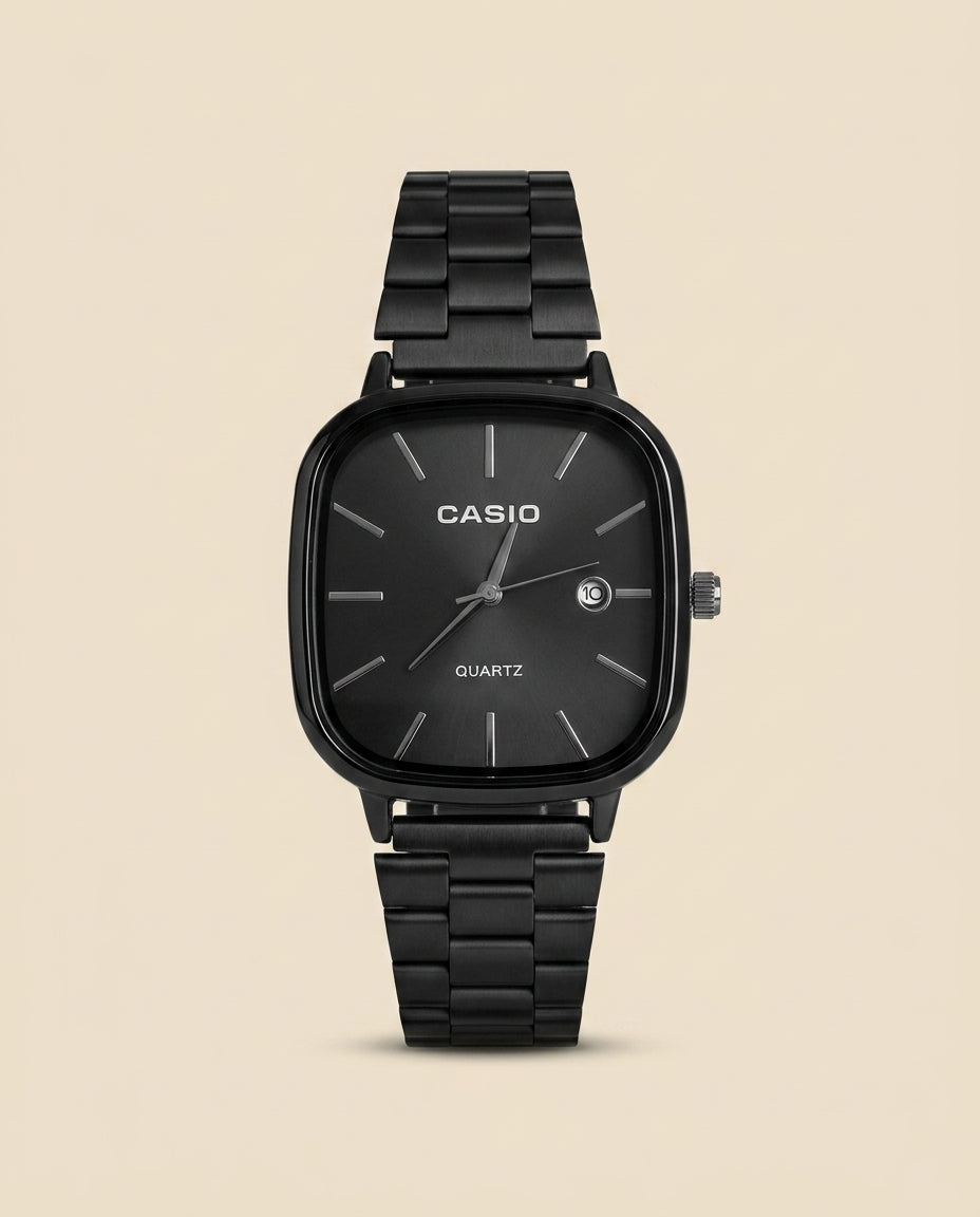 CS Square Quartz Steel Watch Black
