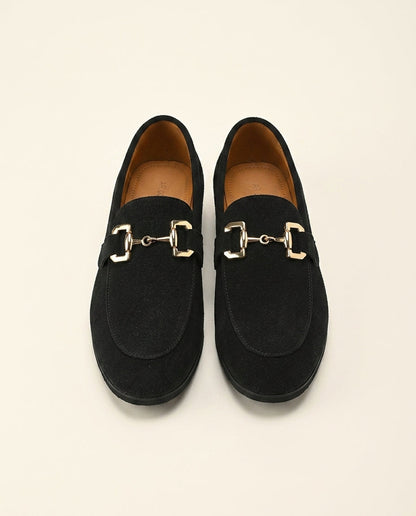 Suede Horsebit Loafer Black