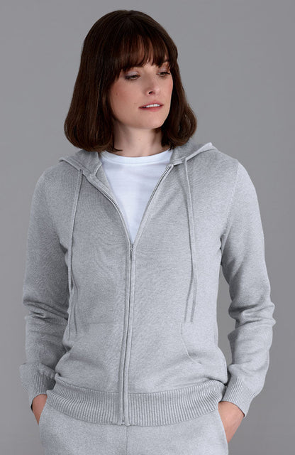Womens Lightweight Cotton Zip Through Hoodie