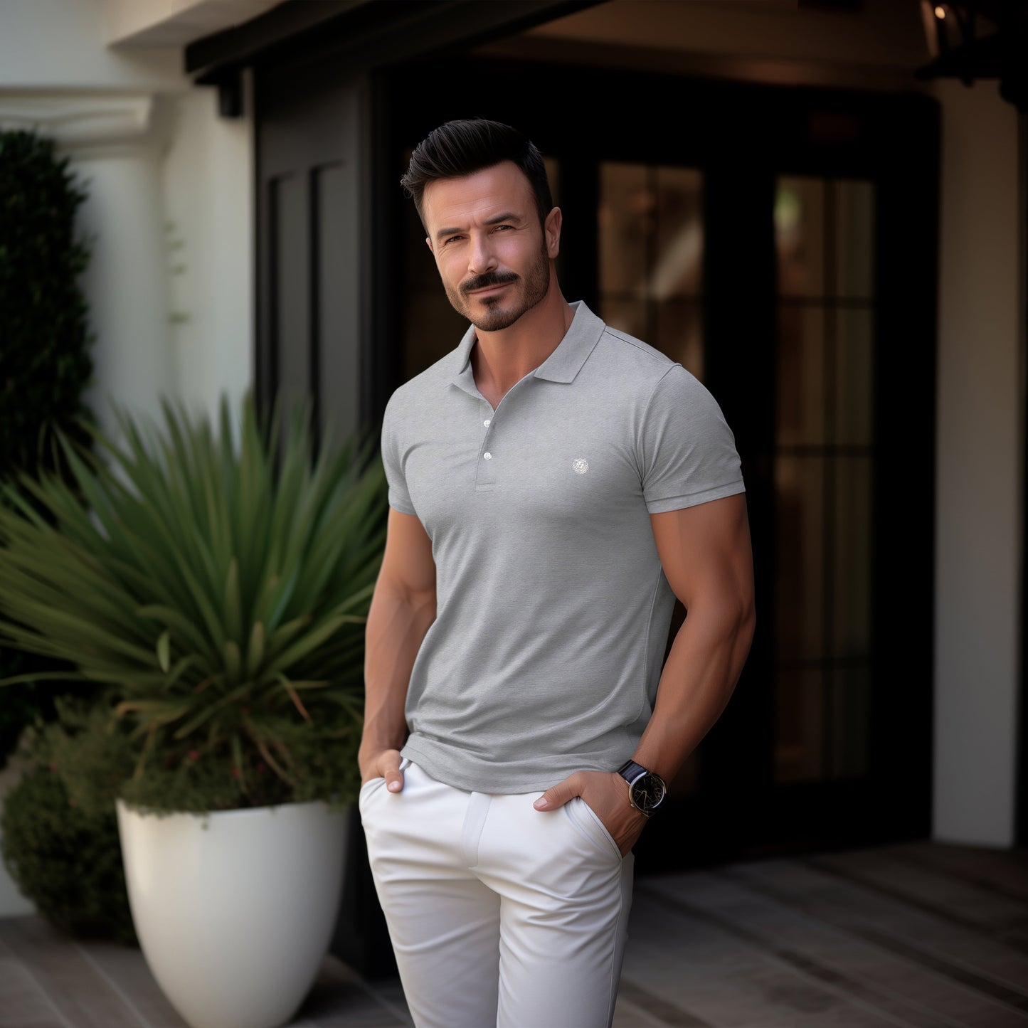 Leone Men's Short Sleeve Polo Shirt – Classic Slim Fit