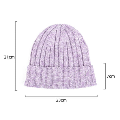 Ribbed Knit Cashmere Merino Wool Blend Beanie Hat
