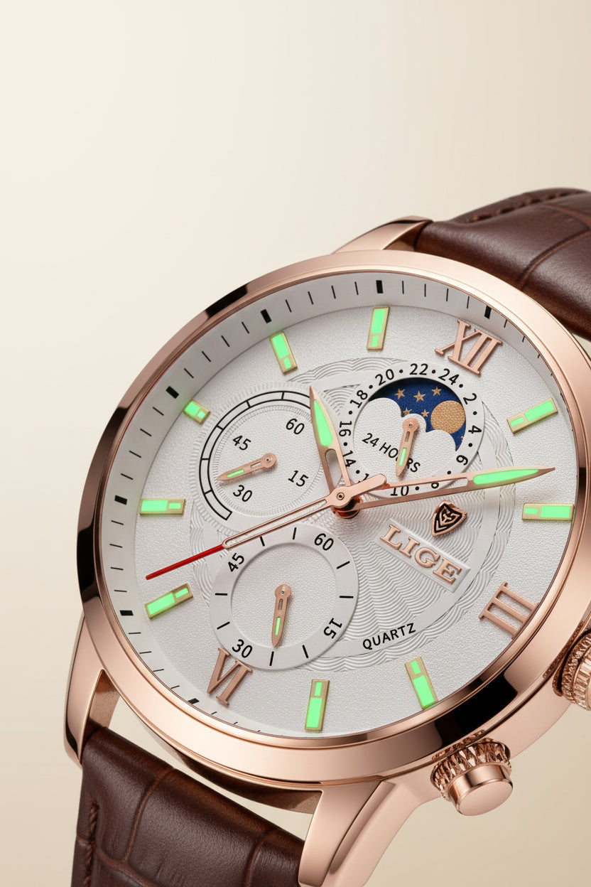 Leather Watch Prestige Moonphase
