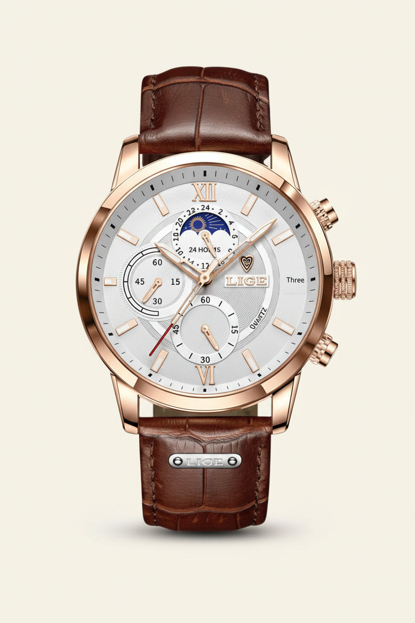 Leather Watch Prestige Moonphase