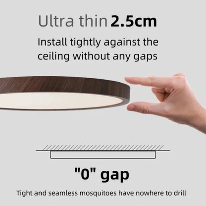 Modern LED Ceiling Light Circular Ultrathin Wood Grain Walnut Decorative Light Bedroom Dining Room Living Room Indoor Home Light