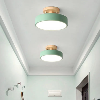 Kennedy Alfred Nordic Corridor Ceiling Light Wooden Round Macaron