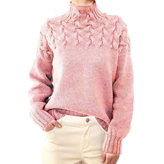 Helvara | Women's Oversized Cable Knit Turtleneck Sweatshirt