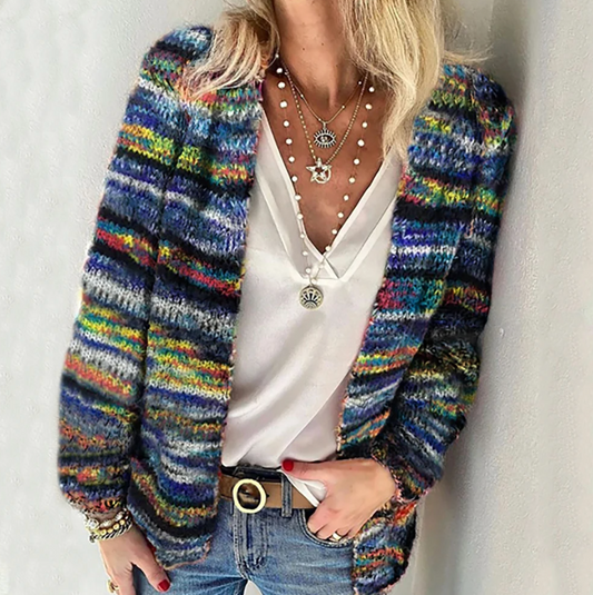 Calienne | Women's Multicolor Open Front Long Sleeve Cardigan