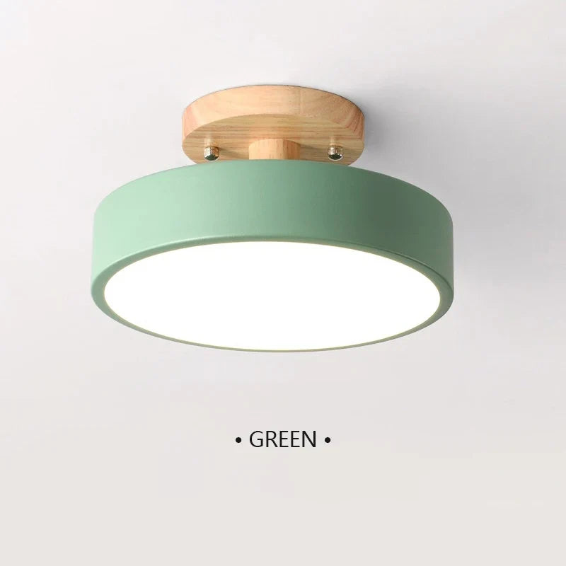 Kennedy Alfred Nordic Corridor Ceiling Light Wooden Round Macaron