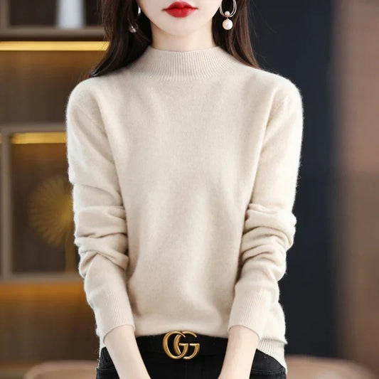 Seravia | Women's Ribbed Mock Neck Knit Sweater