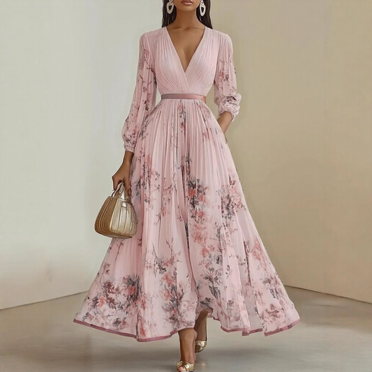 Elegant pleated everyday maxi dress for women | Rowella