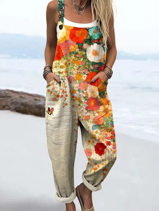 Relaxed floral wildflower everyday jumpsuit for women