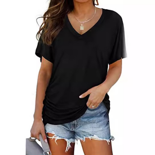 Classic V-neck loose-fit everyday shirt for women | Eily