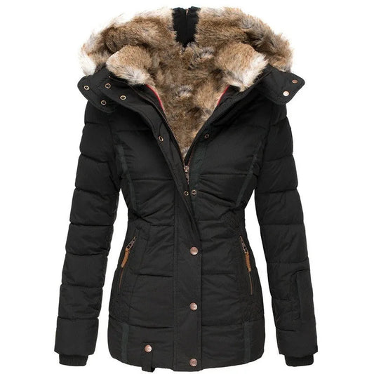Hooded faux fur coat for women | Celeste