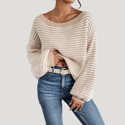 Oversized striped knit everyday jumper for women | Marlowe