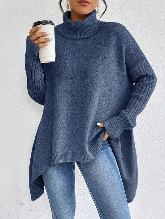 Oversized knit turtleneck everyday jumper for women | Elowen