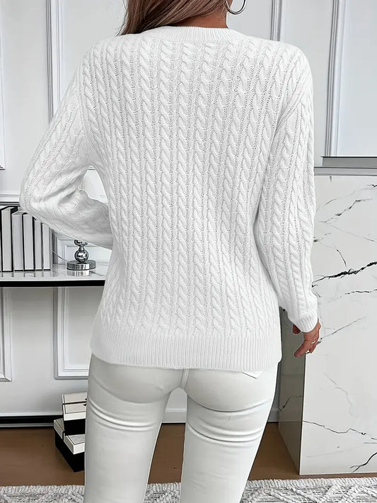 Valenne | Women's Cable Knit Sweater with Ribbed Cuffs