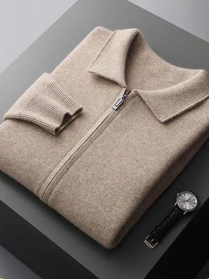 Salto Men's Merino Zip-Up Sweater – Smart Casual Knit