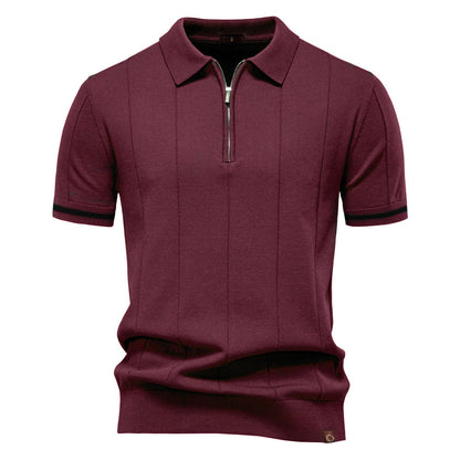 Torino Men's Quarter-Zip Polo Shirt – Short Sleeve Slim Fit
