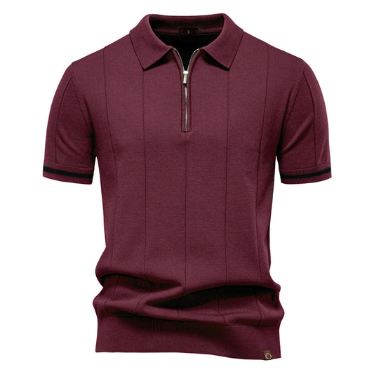 Torino Men's Quarter-Zip Polo Shirt – Short Sleeve Slim Fit