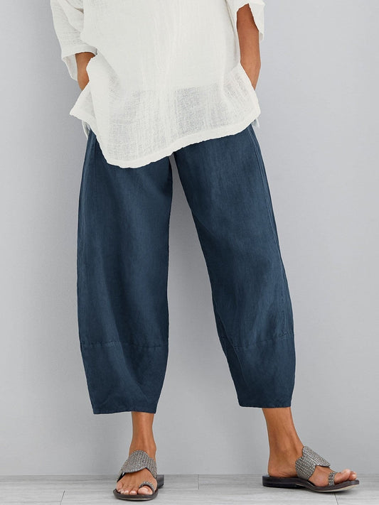 Loose fit cotton cropped trousers for women | Marisela